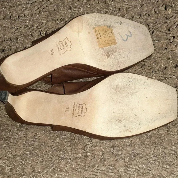 LA CANADIENNE-Brown/Silver Slingback Peep-Toe Heels-Size 36-Excellent Condition - Picture 7 of 7